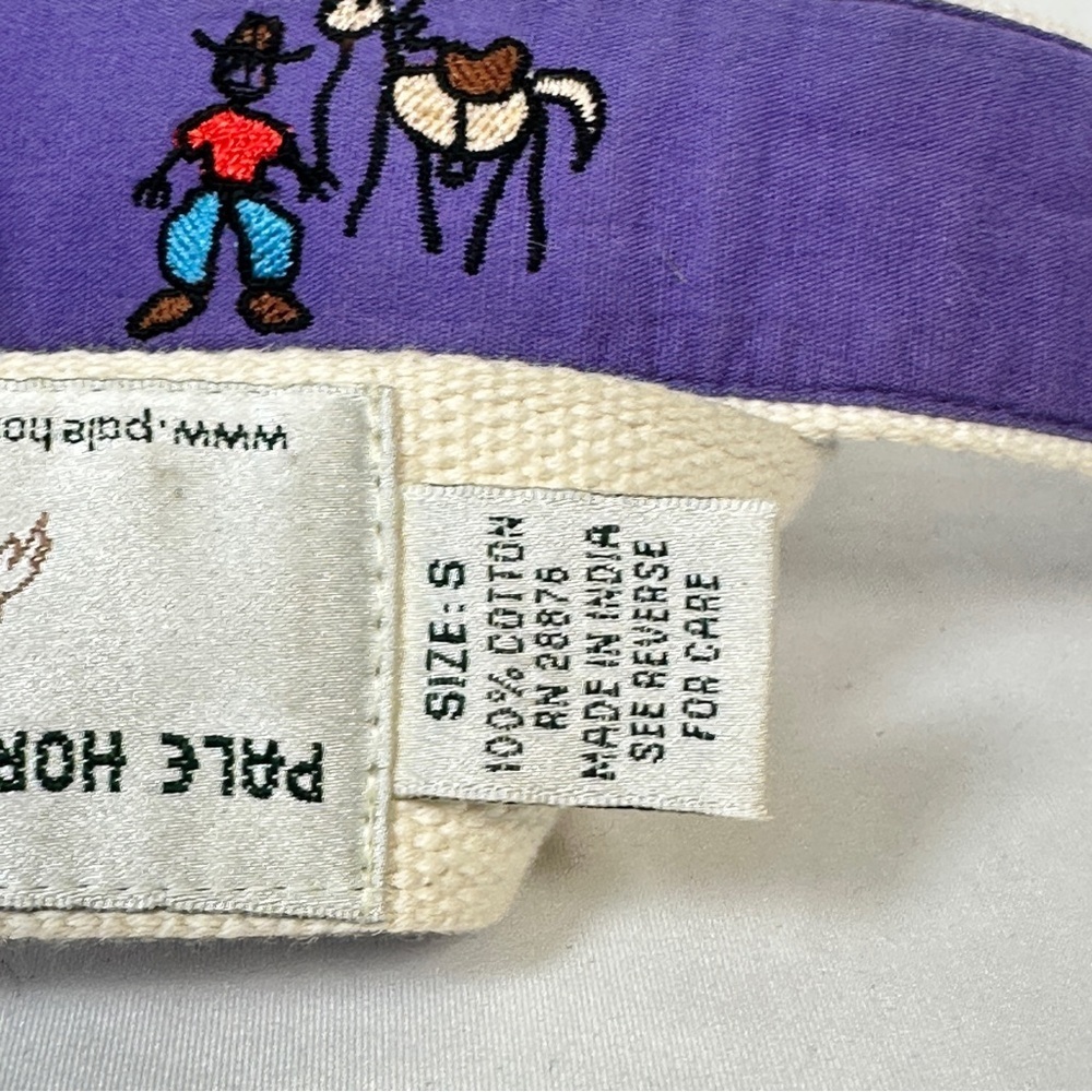 Pale Horse Cowboycore Embroidered Cotton Western D-Ring Belt Purple Boho Folk - Picture 5 of 11